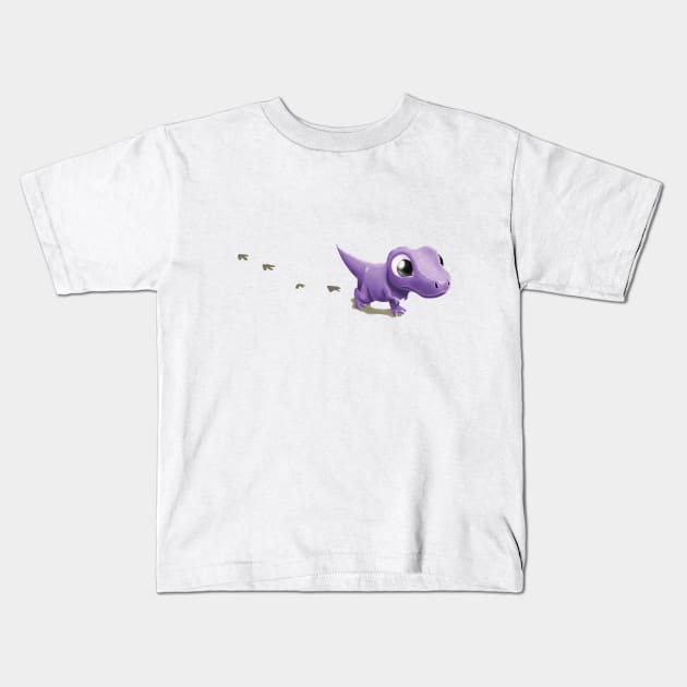 Little Dinosaur and Tracks Kids T-Shirt by ThinkingSimple